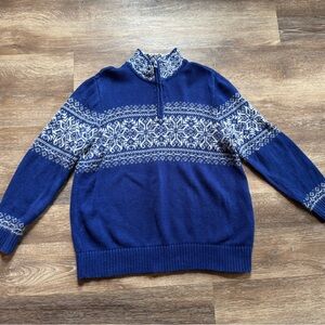 CJ Banks 1X Quarter Zip Snowflake Sweater.